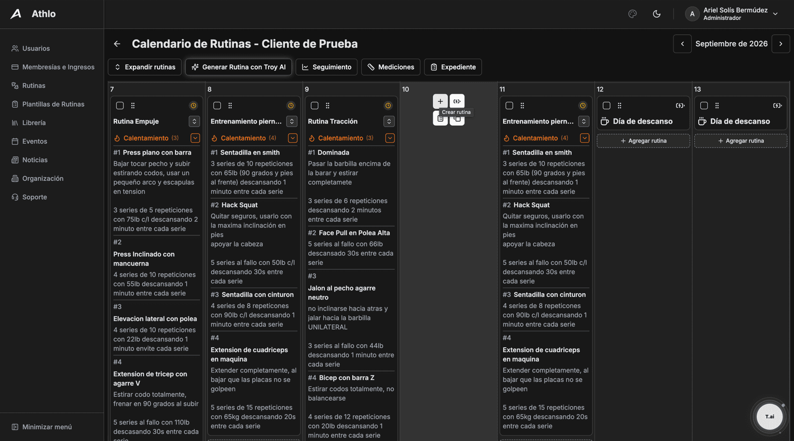 Rutinas personalizadas en Athlo